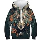 HEYLInUP Wolf Unisex Teen Boys Girls 3D Printed Hoodies Kids Sportswear Funny Pullover Cool Funny Graphic Long Sleeve with Pockets for 6-15 Years 6-7Y