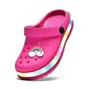 XPKWS Kids' Clogs LED Garden Shoes Boys Girls Mules Light up Sandals Slip on Lightweight Non-Slip (Rose Red,Toddler 7)
