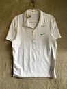 Nike Roger Federer Dri-Fit Polo T-Shirts Top Size L Mens White Logo Tennis
