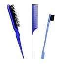 3 Pieces Styling Hair Brush Set, Slick Bristle Hair Brush, Rat Tail Comb Edge Brush for Edge & Back Brushing, Combing Slicking Hair for Women Girls