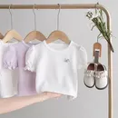 Kids Girls Casual T-shirts Children Summer CLothes 2022 New Arrival Baby Girls Cute Tops White