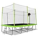 SkyBound Rectangular Trampoline with Enclosure Net 10x17 FT - Rectangle Trampoline Performance Build for Families and Athletes - Reinforced Welding Base - Gymnastics Trampoline Superior Bounce - Green