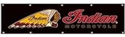 YERCHIC Indians Banner 2x8ft Motorcycle Flag for Sports Racing Fan Garage Indoor Outdoor Room Man Cave Wall Decoration