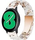 MaKTech 20 mm Lightweight Resin Strap with Steel Clasp Compatible with Samsung Gear S2 Classic, Moto 360 2ng Gen Men's 42 mm Case, Pebble Time Round Large 20 mm, TICHWATCH 2 (Nougat White)