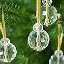 12 Pcs Clear Crystal Glass Christmas Balls Ornaments, 0.87" Mini Prism Ball Christmas Tree Decorations, Hanging Crystal Ornament Clearance for Xmas Wedding Party Home Decor(Clear)