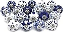 ALV Door Knobs for Drawers Blue Decorative Ceramic Pulls for Dresser Kitchen Cabinet Furniture Hardware Accessories - Multicolor - Pack of 25
