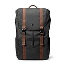 tomtoc Flap Laptop Backpack, Lightweight, Water-Resistant Casual Daypack, Durable Work-pack, Vintage Classic Rucksack for 13-15.6 Inch Laptop, perfect for Campus, Street, 22L Black
