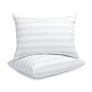 LAVANCE Pillows Queen Size Set of 2 Hotel Collection Pillows 3D Down Alternative Fiber Filling Soft Bed Pillows for Back, Stomach or Side Sleepers-1.2" White Striped, 20"x28"