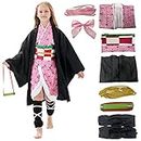 JIZAZIHU Kids Kimono Costume Cosplay Outfits Set Cloak Halloween Uniform Jackets Cape Costume for kids (Pink, Tag 120)