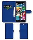 ACM Leather Window Flip Wallet Front & Back Case Compatible with Nokia Lumia 830 Mobile Cover Blue