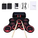 summina Portable Electronic Drum Set Digital Roll-Up MIDI Drum Kit 9 Silicon Durm Pads Built-in Stereo Speakers Rechargeable Lithium Battery with 2 Foot Pedals