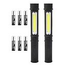 LED Portable Worklight Magnetic Flashlight,Unique Cool Gadget Tool for Men Dad Him Gift Idea,Pocket Battery COB Work Lamp Torch for Automotive,Grill,Camping,Emergency (2 Pack,Black,Batteries Included)