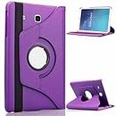 360 Rotate Case for Samsung Galaxy Tab E 9.6 (2015) T560 T561 Swivel Plain PU Leather Rotate Folio Case Stand Cover (Purple)