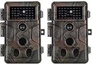 2-Pack No Glow Game & Deer Trail Cameras 24MP 1080P H.264 Video 100ft Night Vision Motion Activated 0.1S Trigger Speed Waterproof Security Cameras for Home and Outdoor Surveillance & Wildlife Hunting
