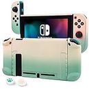 Cybcamo Protective Case Cover for Nintendo Switch, Hard Shell Case Handheld Grip for Nintendo Switch Console and Joy-Con Controllers with 2 Thumbsticks (Pastel Green & Yellow)
