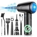 BANKKY 11-in-1 Compressed Air Duster, 3-Gear Adjustable 120000 RPM Electric Air Duster with LED Light, Reusable no Canned Keyboard Cleaner for Office, 9000mAh Cordless Air Duster for Computer/Car