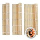 3 Sheets Sushi Mat, 9.5x9.5 Inch Natural Bamboo Sushi Rolling Mat, Sushi Roller Sheets for Home Professional Sushi Making
