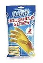 Duzzit Household Gloves 100% Latex Comfort Fit Lined Pack Of 2 Size Medium