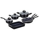Herzberg Cooking - Kitchenware - Cookware Set - All Items - Herzberg 10 Pieces Marble Coated Cookware Set - Black