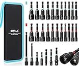 SHALL 29PCS Magnetic Nut Driver Set, Impact Drill Driver Bit 1/4" Hex Shank, SAE & Metric Cr-V Steel Power Nut Drivers with Quick-release Extensions, Impact Socket Adapters, Bit Holder and Storage Bag
