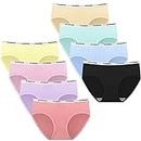 Sunvivid Teen Girls Knickers Briefs Soft Seamless Underwear Mid Waist Hipster Panties Underpants for Age 8-18 Girls and Women - Pack of 8