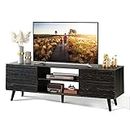 WLIVE TV Stand for 55 60 inch TV, Modern Entertainment Center with Storage Cabinets, Mid Century TV Console Table for Bedroom, TV Stand for Living Room, Charcoal Black