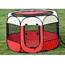 Baijiaye Portable Foldable Pet Dog Cat Puppy Playpen Adorable600D Soft Water Resistant Oxford Fabric Play Pen for Indoor Outdoor Camping Picnic Beige&Red