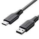 Ambrane Unbreakable 3A Fast Charging 1.5m Braided Type C Cable for Smartphones, Tablets, Laptops & other Type C devices, 480Mbps Data Sync, Quick Charge 3.0 (RCT15A, Black)