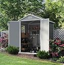 Devoko Outdoor Storage Shed, 6x4 FT Plastic Resin Shed with Floor, Garden Tool Sheds with Lockable Door for Patio Backyard Lawn Pool