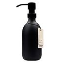 Kuishi Opaque Black Soap Dispenser Bathroom, Black Glass Bottles with Pump [300ml, Black], Black Bathroom Accessories Ideal for Handwash, Shampoo, Conditioner, Shower Gel (BPA-Free)