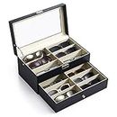CO-Z Leather Multi Sunglasses Organizer Box for Women Men, Eyeglasses Eyewear Display Case, Sunglass Glasses Storage Box (8 Slot 1 Tier)