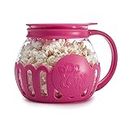 Ecolution Patented Micro-Pop Microwave Popcorn Popper with Temperature Safe Glass, 3-in-1 Lid Measures Kernels and Melts Butter, Made Without BPA, Dishwasher Safe, 1.5-Quart, Pink