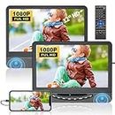 12" Portable DVD Player for Car with 1080P HDMI Input, FELEMAN Car DVD Player Dual Screen with Full HD Digital Signal Transmission, 5-Hour Rechargeable Battery, Support USB, Last Memory(1 Player+1 Mon