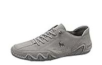Mens Shoes Waterproof Fashion Sneakers Casual Running Shoes Non-Slip Breathable Men's Driving Shoes Loafers Lace-up (Color : Gray, Size : 48 EU)