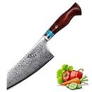 WILDMOK Kitchen Nakiri Knife 16cm - 67 Couches Damas Steel - Couteau à Couper Les légumes de qualité Professionnelle résistant aux Taches et à la Corrosion - Série MO