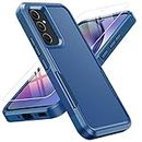 punbor for Samsung Galaxy A54-5G Case: Shockproof Dual Layer Tough Cell Phone with Tempered Glass Screen Protector Rugged Protective Cover Military Grade Heavy Duty Protection 6.4inch 2023 Blue