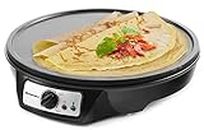 Elite Gourmet ECP-126 Electric Crepe Maker Pancake, Hot Cakes and Non-Stick Griddle with Spreader, Spatula and Recipes (12", Black)