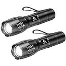 Tactical Flashlight, YIFENG XML T6 Ultra Bright LED Flashlight with Adjustable Focus and 5 Light Modes for Camping Hiking (2 Pack)
