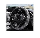 Moly Magnolia Leather Steering Wheel Cover with Bling Rhinestones, 15 Inch Elastic Anti-Slip Protector, Crystal Sparkly Colorful Diamond for Women Girls, Universal Auto Interior Accessories (Black)
