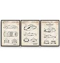 Porsche Patent Affiche De Brevet - Lot De 3 Affiches - Sports Super Car Patent Poster Giclee Print Man Cave Art Decor Garage Décoration Cadeau Gift - Frame Not Included