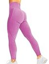 corcoar Damen Leggings Sporthose High Waist Seamless Hosen Gym Yoga Sport Leuchtend Rosa M