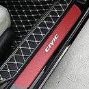 Qirc Carbon Fiber Car Door Sill Protector Kick Wear Pedal,For Honda Civic Car Door Sill Sticker,Car Welcome Door Sill Protector Sticker Decorative Modeling Accessories (Red&White)