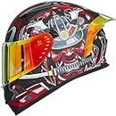 ILM Motorbike Motorcycle Helmet Full Face Dual Visor with Pinlock Mirrored Visor Fins Motocross Helmets Moto Casques DOT ECE Model Z501(Armor Red, M)