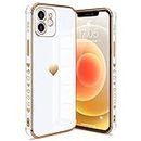 Urarssa for iPhone 11 Case Cute Bling Plating Heart Design Cases Women Girls Shockproof Bumper Silicone Slim Protective Cover for iPhone 11 Case, White