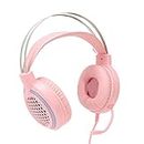 USB Headphone, Cool Gaming Headset 7.1 Channel Surround Sound for Computer Game Hardware for Listening to Music(Pink)