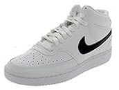 NIKE Men's Court Vision Mid Sneaker, White Black White, 9.5 US