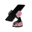 Amiss Universal Bling Cell Phone Holder, 360°Adjustable Car Phone Mount with One More Air Vent Base, Crystal Car Interior Decoration, for Windshield, Dashboard and Air Vent (Pink)