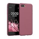 kwmobile Hülle kompatibel mit Apple iPhone SE (2022) / SE (2020) / 8 / 7 - gummierte TPU Silikon Handyhülle - Schutzhülle für kabelloses Laden - Case in Dark Rose