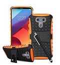 Kickstand Case Compatible with Microsoft Lumia 650 Shockproof Case Shock Protection | Double Protection Shell Cover Case | Hard Silicone Strong Robust Case - ORANGE