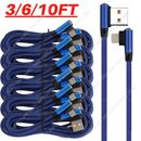 3/6/10Ft 90 Degree Right Angle Charger Cable For Apple iPhone iPad Charging Cord